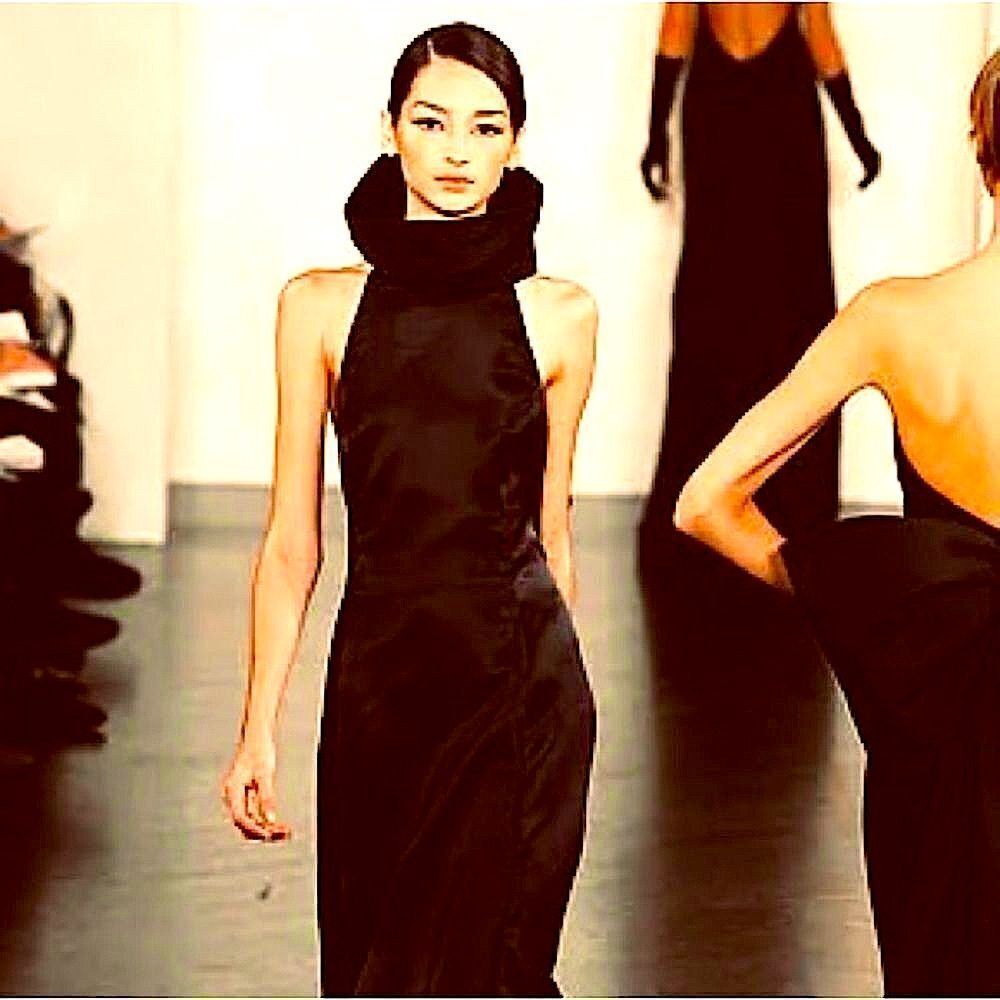 Ralph Lauren Fall Runway Collection Chocolate Brown Silk Funnel Neck Dress - Picture 3 of 16